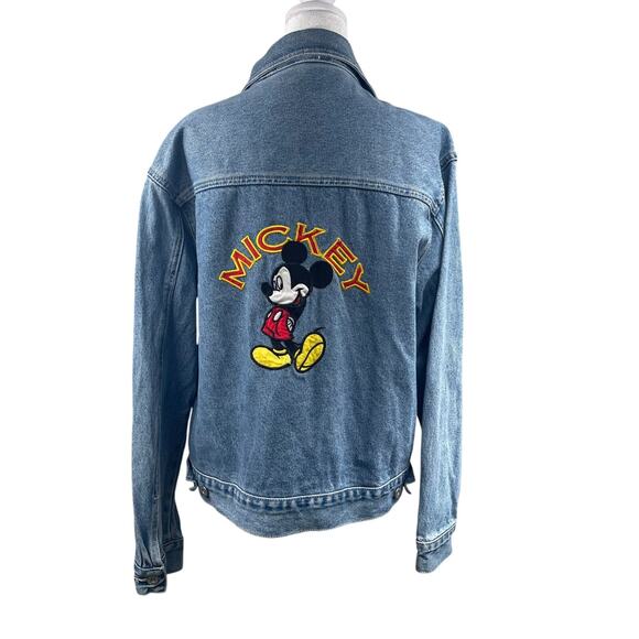 VTG 90s Y2K Mickey Unlimited Trucker Jean Jacket Sz XL Embroidered Disney Mouse - Picture 6 of 11